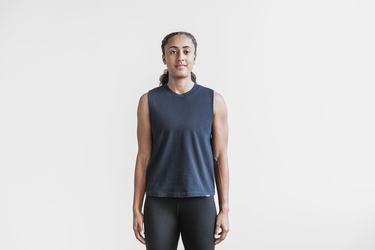 Nobull Heavyweight Sleeveless Women's T Shirts Navy | Australia (HW5627)